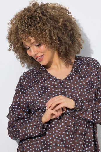Plus size veliki brojevi Bluza dugih rukava V ovratnika za punije