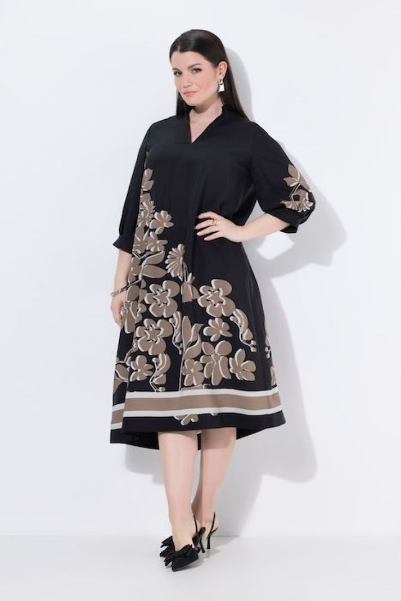 Plus size veliki brojevi Halina midi 3/4 rukava V ovratnika za punije