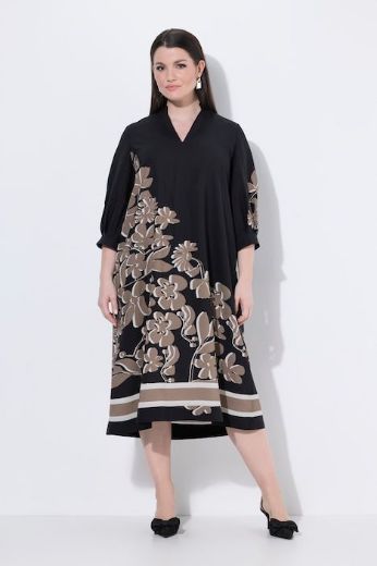Plus size veliki brojevi Halina midi 3/4 rukava V ovratnika za punije