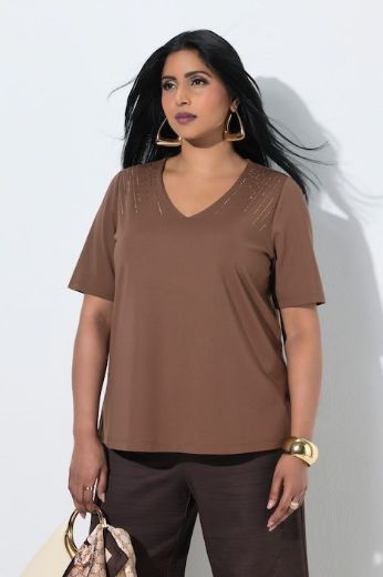 Plus size veliki brojevi Majica kratkih rukava V ovratnika za punije