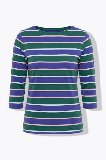 Plus size veliki brojevi Majica 3/4 rukava na pruge za punije