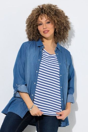 Plus size veliki brojevi Košulja u traper izgledu za punije