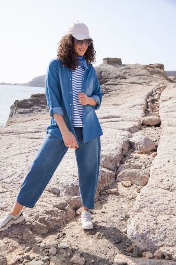 Plus size veliki brojevi Košulja u traper izgledu za punije