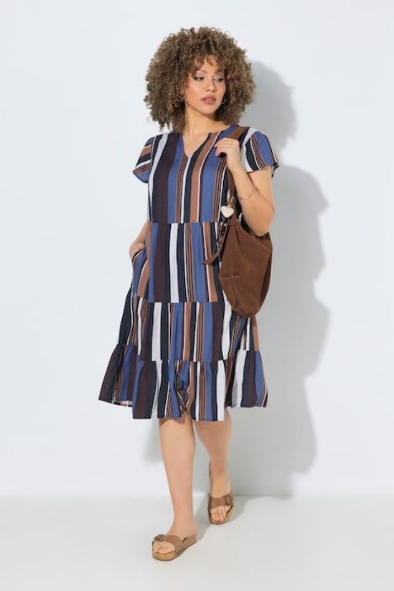 Plus size veliki brojevi Haljina midi kratkih rukava za punije