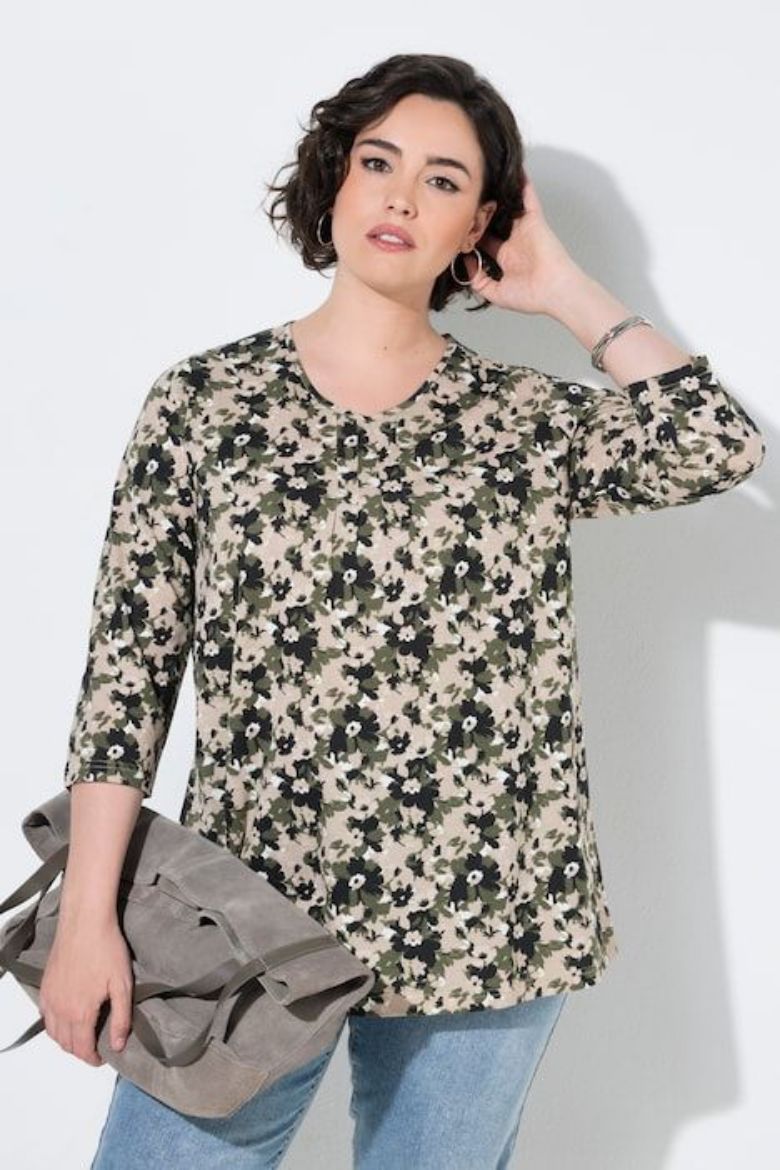 Plus size veliki brojevi Majica 3/4 rukava A kroja za punije