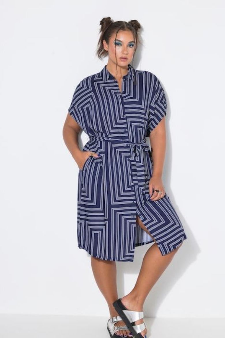 Plus size veliki brojevi Haljina midi kratkih rukava A kroja za punije