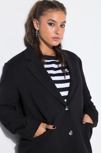 Plus size veliki brojevi Sako sa srebrnim gumbima u obliku srca za punije