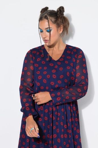 Plus size veliki brojevi Haljina dugih rukava A kroja za punije