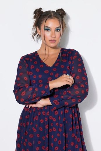 Plus size veliki brojevi Haljina dugih rukava A kroja za punije