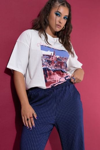 Plus size veliki brojevi Hlače širokih nogavica elastičnog struka za punije