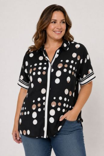 Plus size veliki brojevi Bluza kratkih rukava na kopčanje za punije