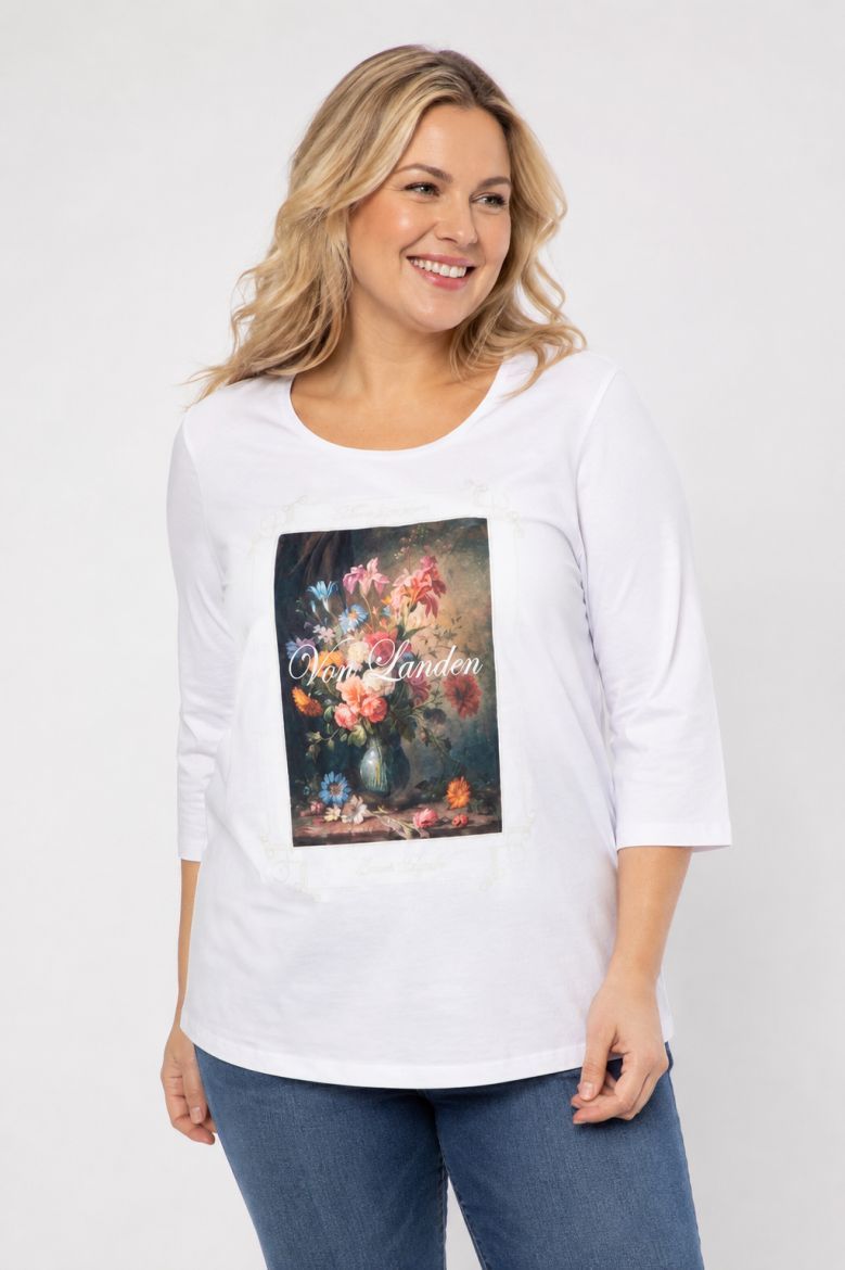 Plus size veliki brojevi Majica 3/4 rukava V ovratnika za punije