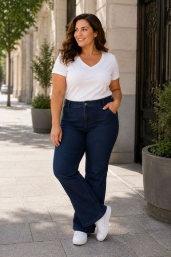 Plus size veliki brojevi Traperice ravnih nogavica za punije