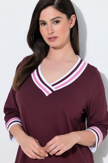Plus size veliki brojevi Spavaćica s V izrezom na pruge za punije