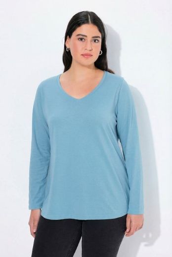 Plus size veliki brojevi Majica dugih rukava V ovratnika za punije