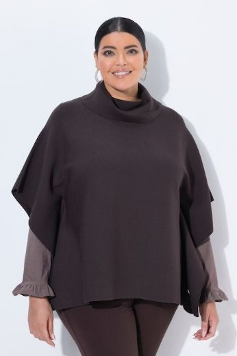 Plus size veliki brojevi Pončo povišenog ovratnika za punije