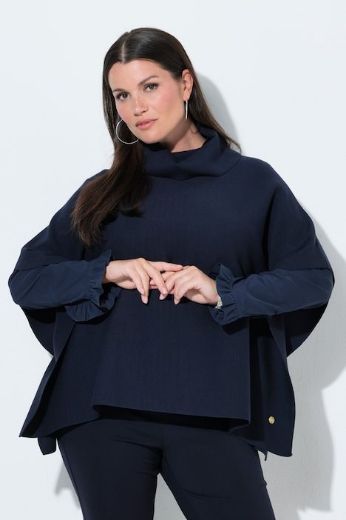 Plus size veliki brojevi Pončo povišenog ovratnika za punije