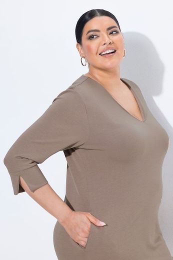 Plus size veliki brojevi Haljina 3/4 rukava V ovratnika za punije