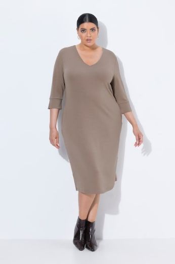 Plus size veliki brojevi Haljina 3/4 rukava V ovratnika za punije