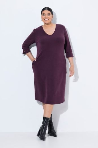 Plus size veliki brojevi Haljina 3/4 rukava V ovratnika za punije