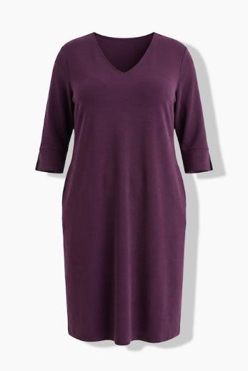 Plus size veliki brojevi Haljina 3/4 rukava V ovratnika za punije