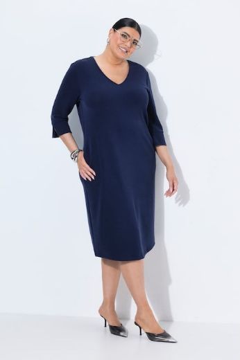 Plus size veliki brojevi Haljina 3/4 rukava V ovratnika za punije