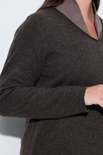 Plus size veliki brojevi Pulover dugih rukava V ovratnika za punije