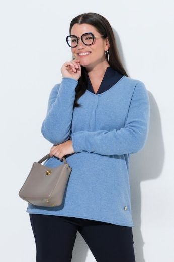 Plus size veliki brojevi Pulover dugih rukava V ovratnika za punije