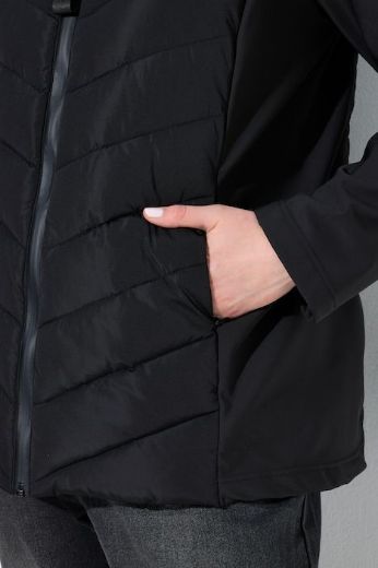 Plus size veliki brojevi Jakna prošivena s kapuljačom i softshell rukavima za punije