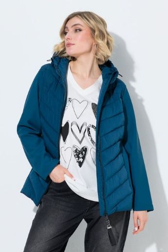 Plus size veliki brojevi Jakna prošivena s kapuljačom i softshell rukavima za punije