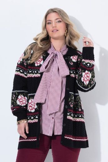 Plus size veliki brojevi Kardigan dugih rukava s cvjetnim uzorkom za punije
