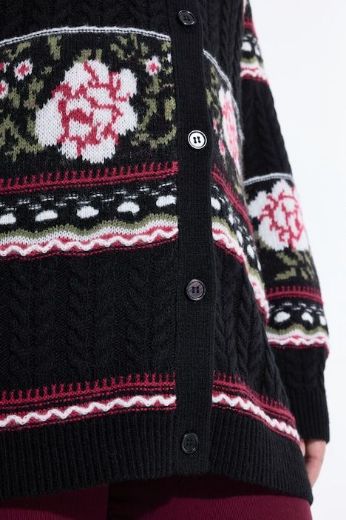 Plus size veliki brojevi Kardigan dugih rukava s cvjetnim uzorkom za punije
