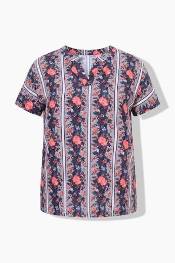 Plus size veliki brojevi Bluza kratkih rukava s prorezom na izrezu i uzorkom za punije