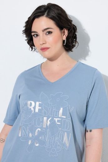 Plus size veliki brojevi Majica kratkih rukava V izreza s aplikacijom za punije