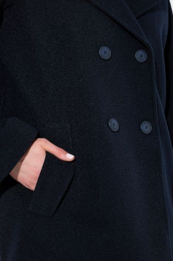 Plus size veliki brojevi Kaput dvorednog kopčanja šireg kroja s reverima za punije