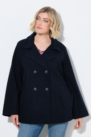 Plus size veliki brojevi Kaput dvorednog kopčanja šireg kroja s reverima za punije