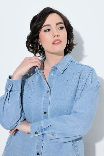 Plus size veliki brojevi Jakna traper dugih rukava  s ukrasima za punije