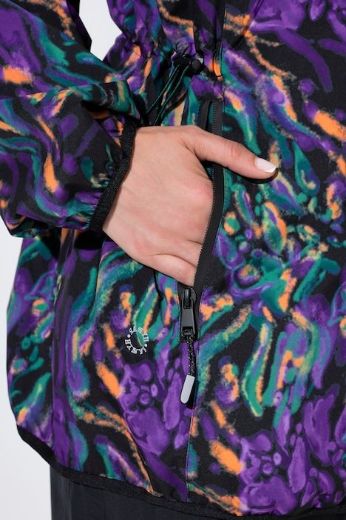 Plus size veliki brojevi Jakna vodootporna s kapuljačom i cvjetnim uzorkom za punije
