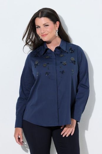 Plus size veliki brojevi Bluza dugih rukava s kragnom i ukrasima za punije