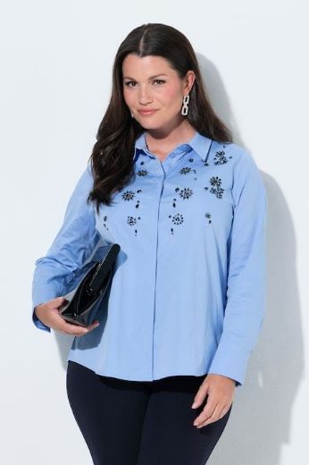 Plus size veliki brojevi Bluza dugih rukava s kragnom i ukrasima za punije