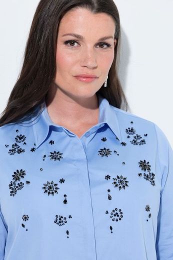 Plus size veliki brojevi Bluza dugih rukava s kragnom i ukrasima za punije