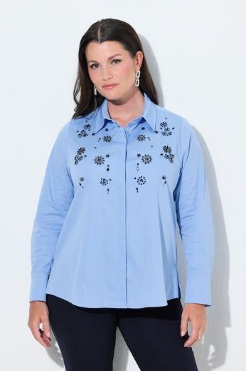 Plus size veliki brojevi Bluza dugih rukava s kragnom i ukrasima za punije