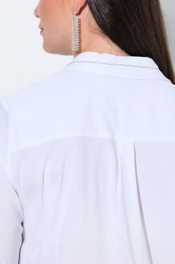 Plus size veliki brojevi Bluza dugih rukava s kragnom i ukrasnim perlicama za punije