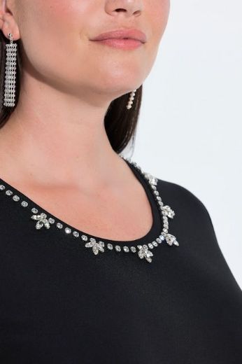 Plus size veliki brojevi Majica 3/4 rukava okruglog izreza s ukrasnim kamenčićima za punije