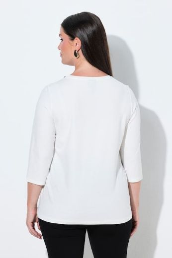 Plus size veliki brojevi Majica 3/4 rukava okruglog izreza s ukrasnim kamenčićima za punije