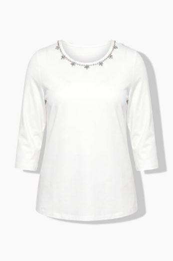 Plus size veliki brojevi Majica 3/4 rukava okruglog izreza s ukrasnim kamenčićima za punije