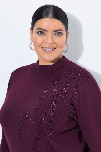 Plus size veliki brojevi Pulover dugih rukava s ukrasnim kamenčićima za punije