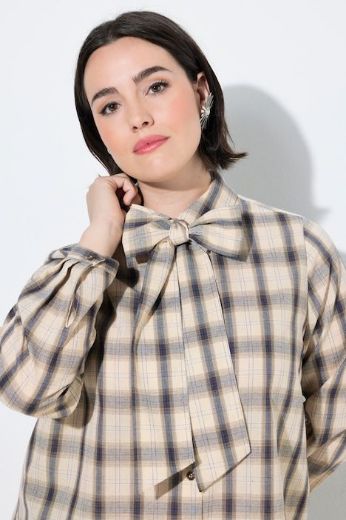 Plus size veliki brojevi Bluza karirana dugih rukava A kroja za punije