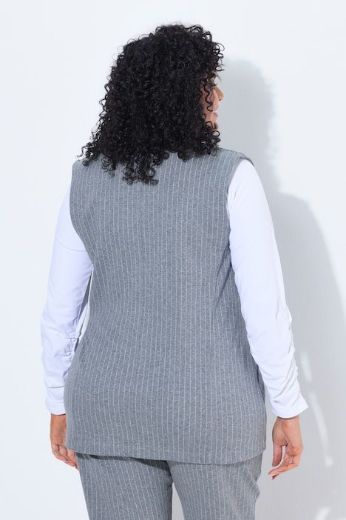Plus size veliki brojevi Prsluk na tanke pruge s kragnom i vezanjem za punije