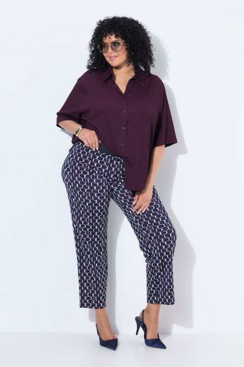 Plus size veliki brojevi Hlače elastičnog struka s uzorkom za punije
